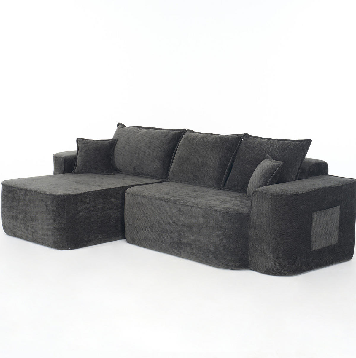ECKSOFA 264 cm aus Chenille mit modularem L-Form-Design Schwarz - Schwarz, Textil (144/262cm) - Modenvie