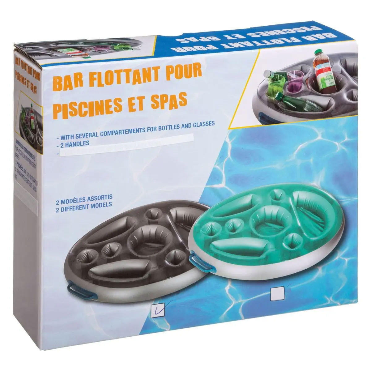 SCHWIMMBAR Schwimmende Poolbar - Grau, Kunststoff (65/65/10cm)