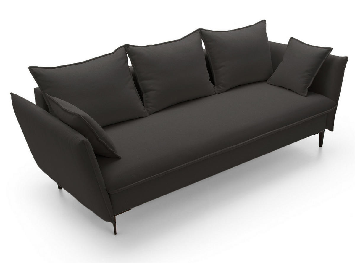 SOFA mit Bettkasten Flavio, 237 cm, Schlaffunktion, Schwarz - Schwarz, Holz (237/90/105cm) - Emporius