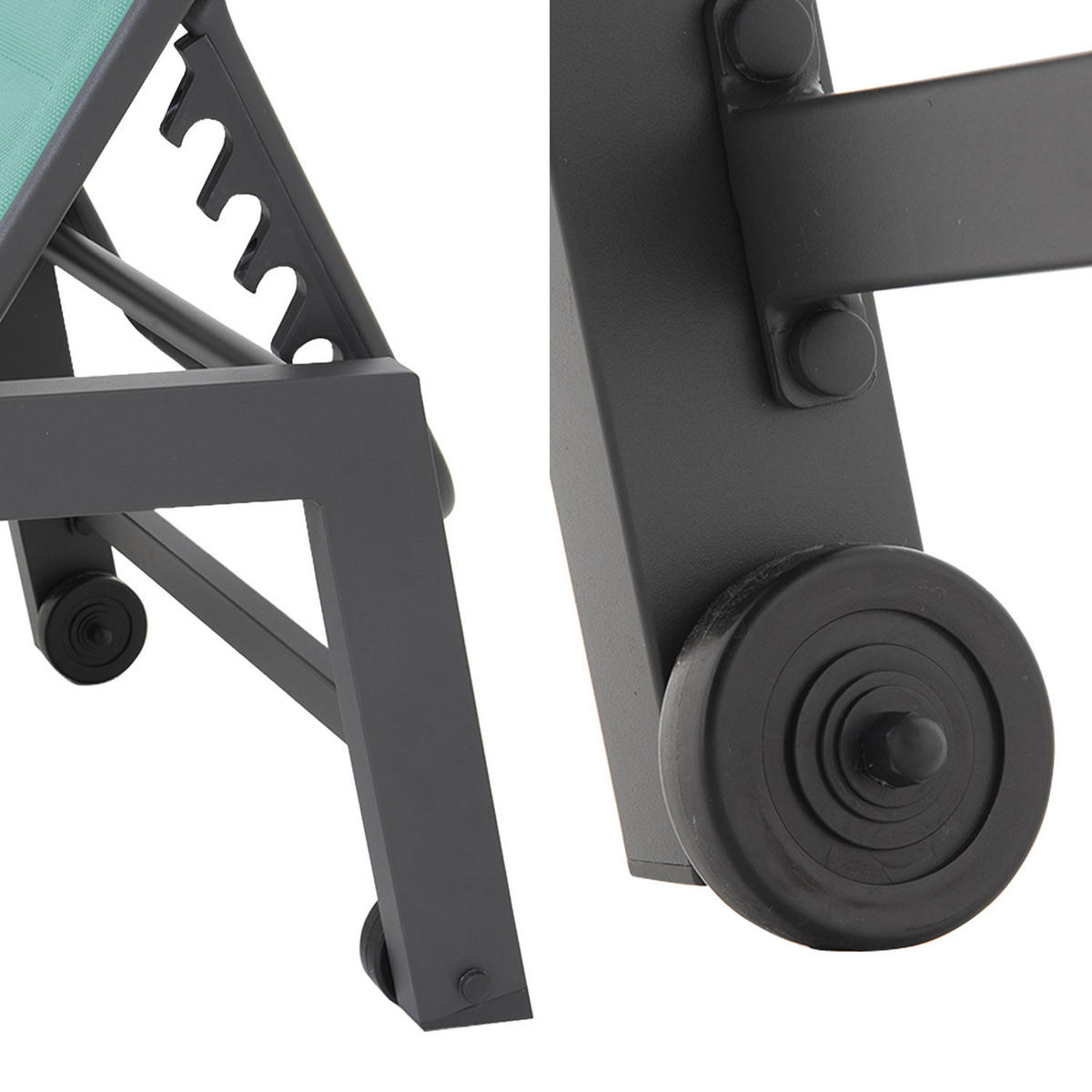 SONNENLIEGE Barbados Wassergrün und Anthrazitgrau - Türkis, Metall (61/95/198cm) - Happy Garden