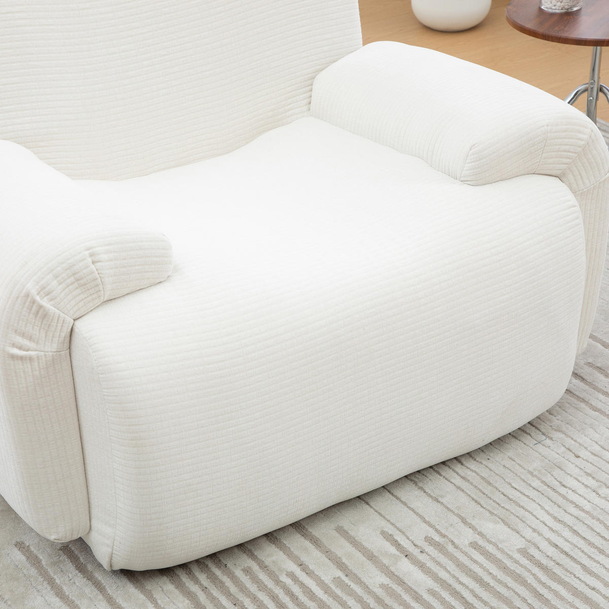 SESSEL DE-35123 mit Hocker Ivory - Weiß, Textil (94/78.5/113cm) - ComfortXL