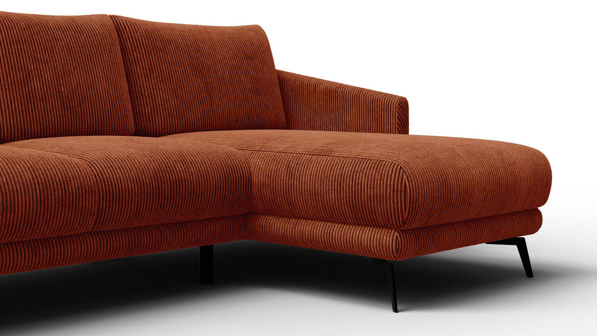 ECKSOFA VILT 3-Sitzer, orange - Schwarz/Orange, Holzwerkstoff/Textil (221/156cm) - Courtois Laville