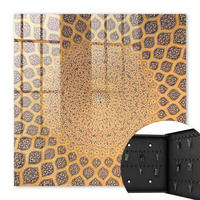 SCHLÜSSELBOX Schwarz 30x30 cm- Türöffnung nach rechts - Geometrisches Ornament - Gelb, Metall (30/30/5cm) - TULUP