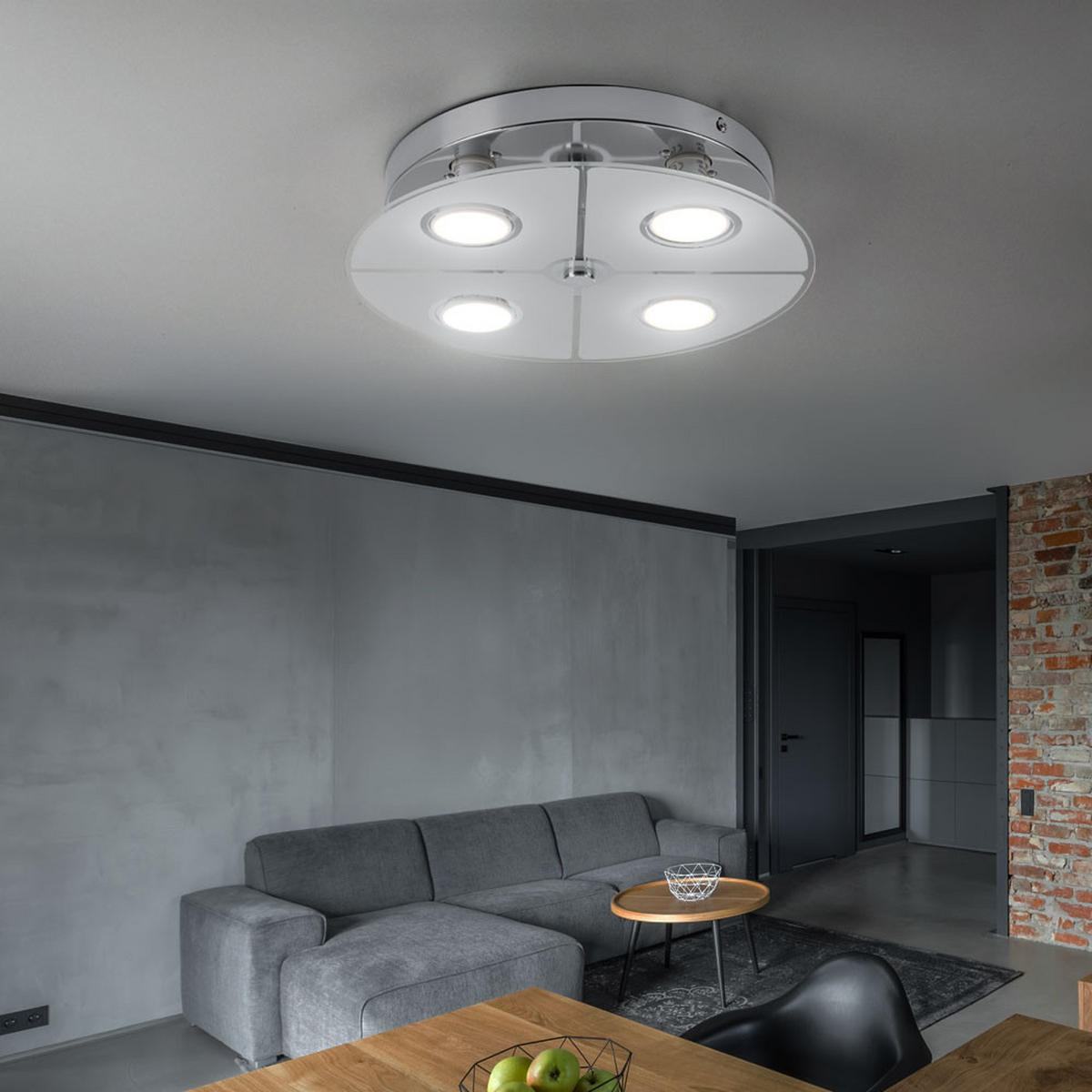 LED DECKENLEUCHTE RENE Metall Silber 2er Set - Silberfarben, Glas (30/30/7.5cm) - Globo Lighting