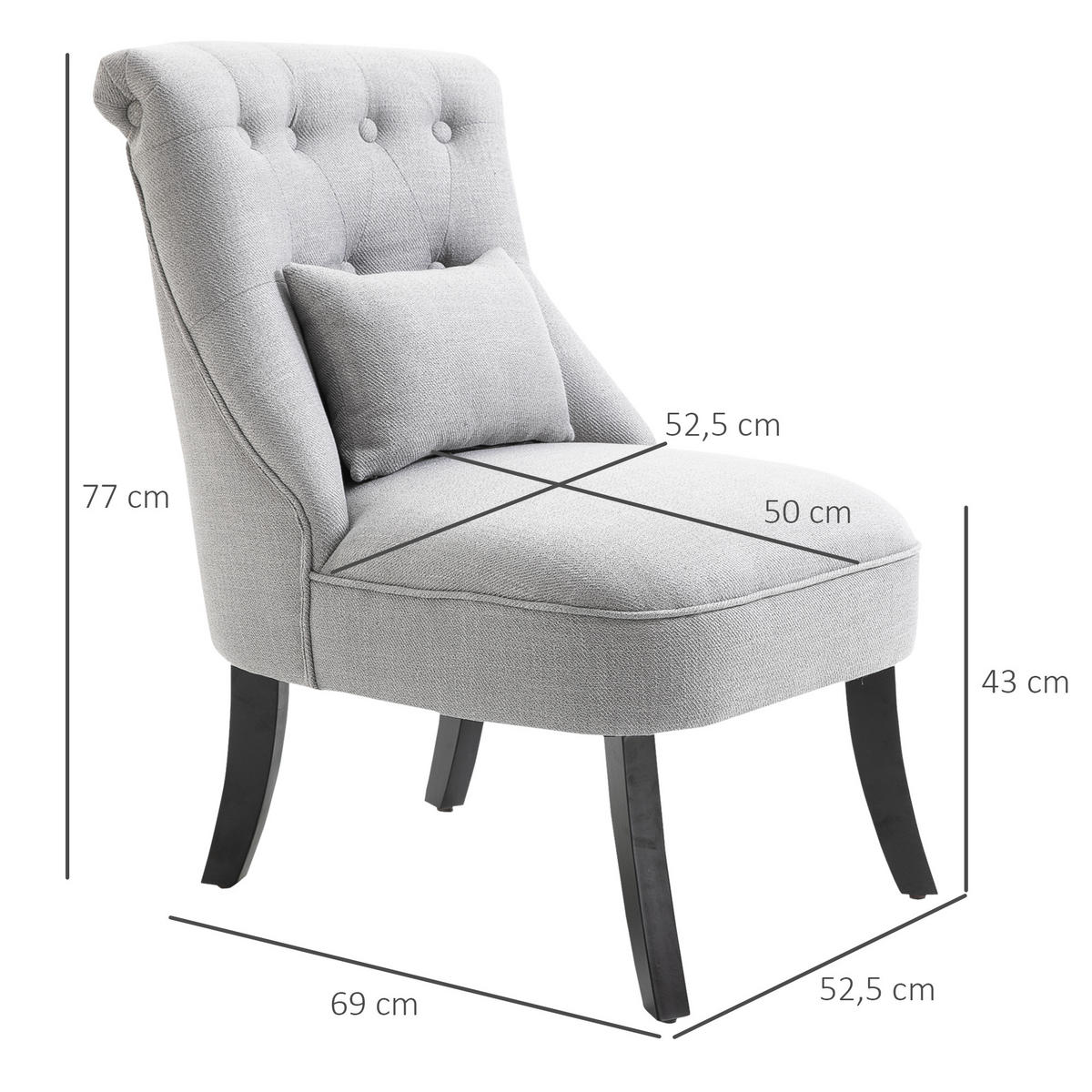 RELAXSESSEL, Sessel, Erhöhte Füße, Grau - Grau, Textil (69/77/52.5cm) - HOMCOM