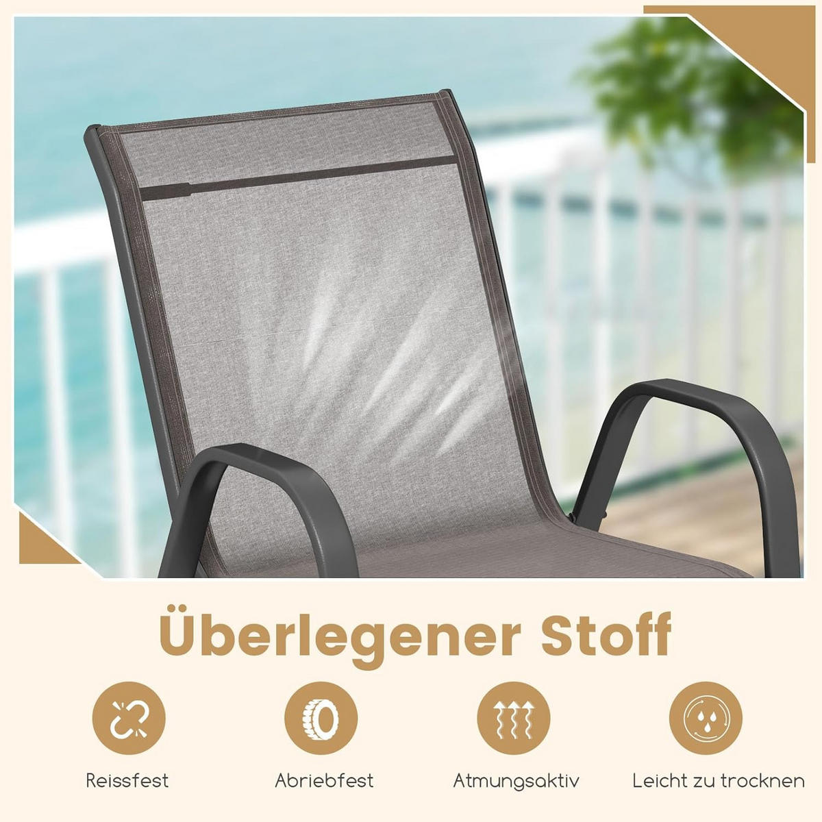 GARTENSTÜHLE Grau(4-teilig) - Grau, Metall (70/84/56cm) - COSTWAY