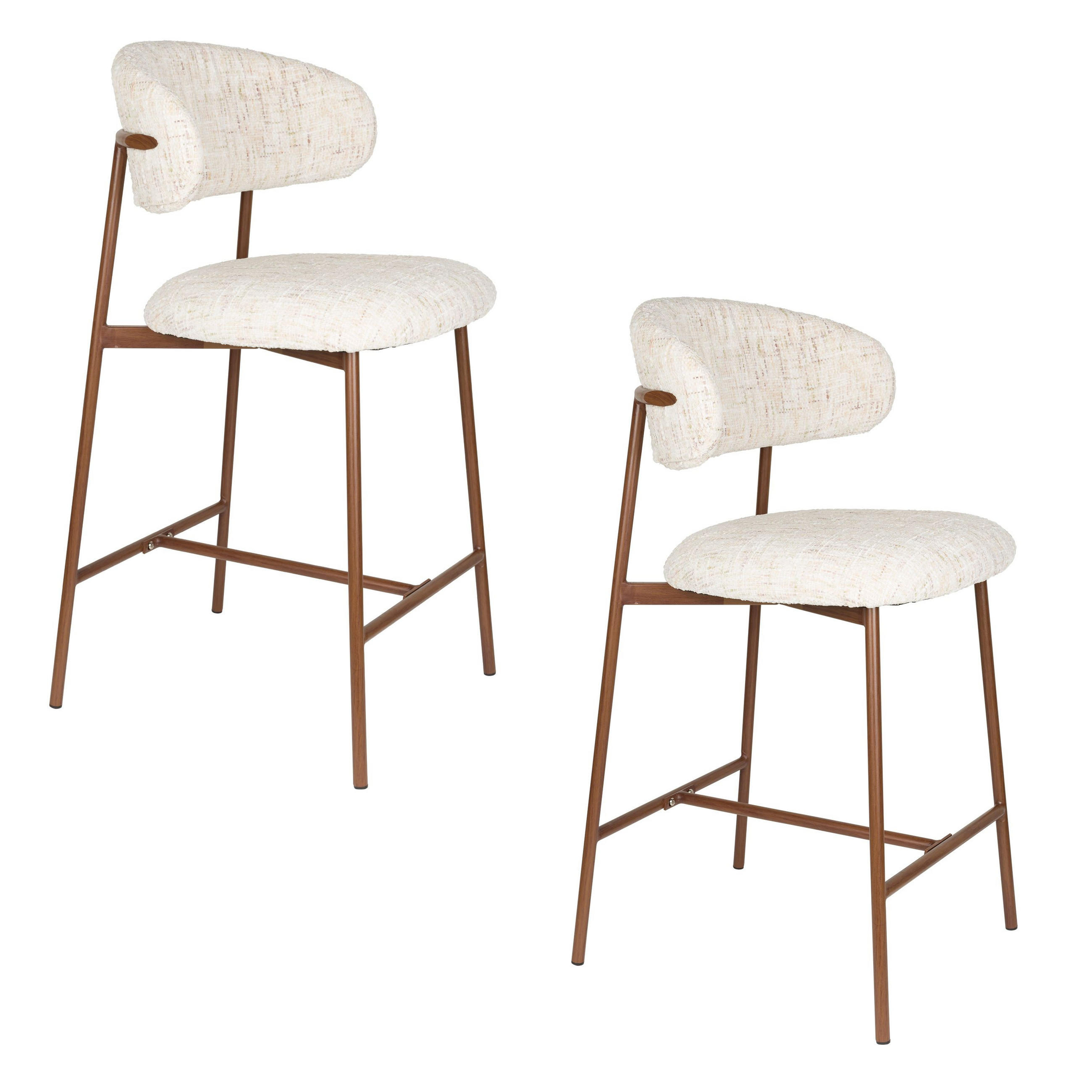 BARHOCKER Claes mit Rückenlehne 65 cm Creme - 2 er Set - Weiß, Kunststoff (44/94/51cm)