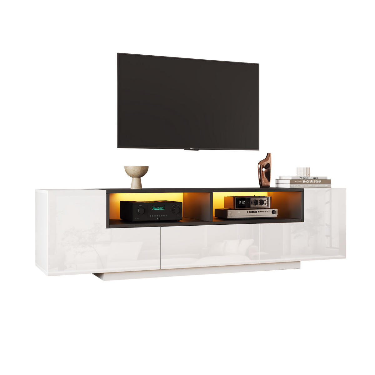 TV-LOWBOARD Shape Weiß 180/40/48 cm - Weiß, Holzwerkstoff (180/48/40cm) - PANGIVO