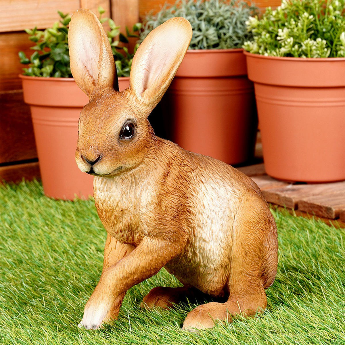 GARTENFIGUR Hase Kunststein 27,5 cm Mehrfarbig - Multicolor, Stein (21/27.5/11cm) - ProGarden