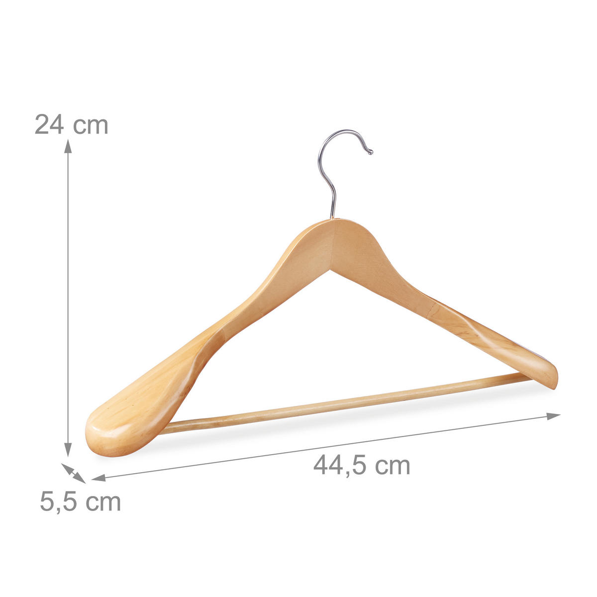 5XVEŠIAKY na oblek - svetlohnedá, kov/drevo (44.5/24/5.5cm) - Relaxdays