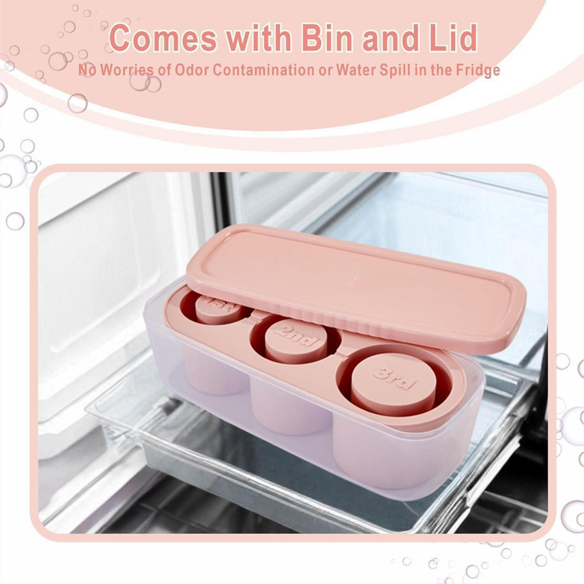 EISWÜRFELFORM Silikon 3er Set mit Behälter - Rosa, Kunststoff (1/1/1cm)
