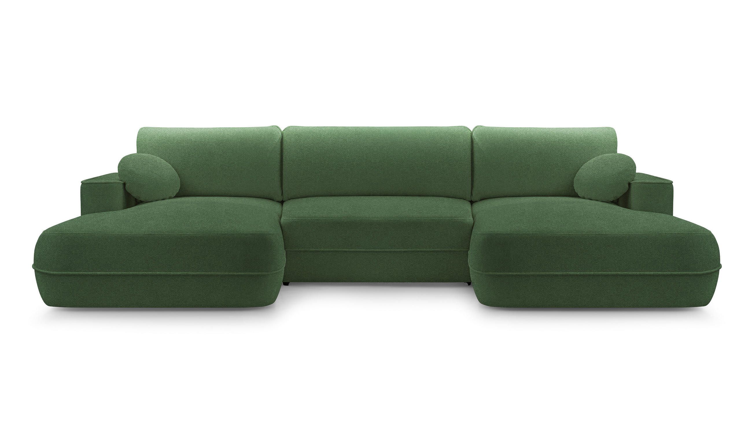 WOHNLANDSCHAFT Peoni Grün 364/168/87 cm mit Schlaffunktion - Schwarz/Grün, Kunststoff/Textil (364/87/168cm) - AX Living