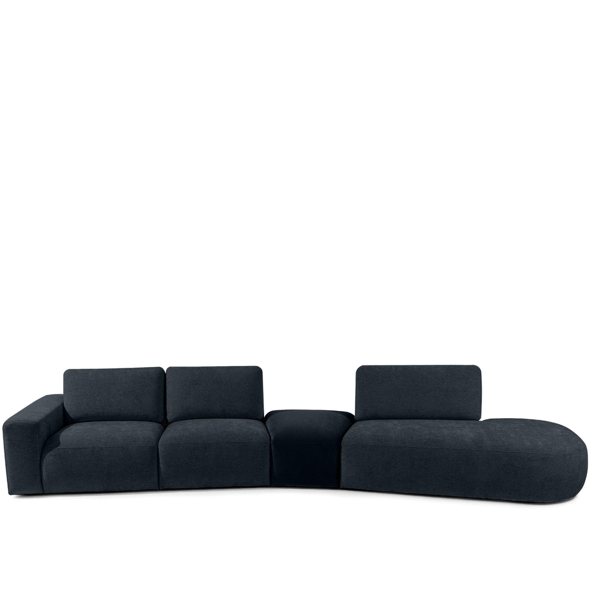 5-SITZER ECKSOFA ZUCCO Chenille rechts, Dunkelblau - Dunkelblau, Textil (430/84/105cm) - KONSIMO®