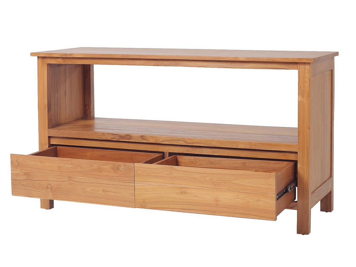 DOPPELWASCHTISCH - 135 x 50 - holz - naturfarben hell Ketapang - Weiß, Holz (135/75/50cm) - Vente-Unique