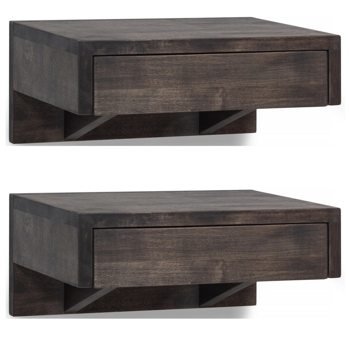 NACHTTISCH Bo 2er Set, schwarze Birke, 30/40/18 cm - Schwarz, Holz (40/18/30cm) - WOODEK