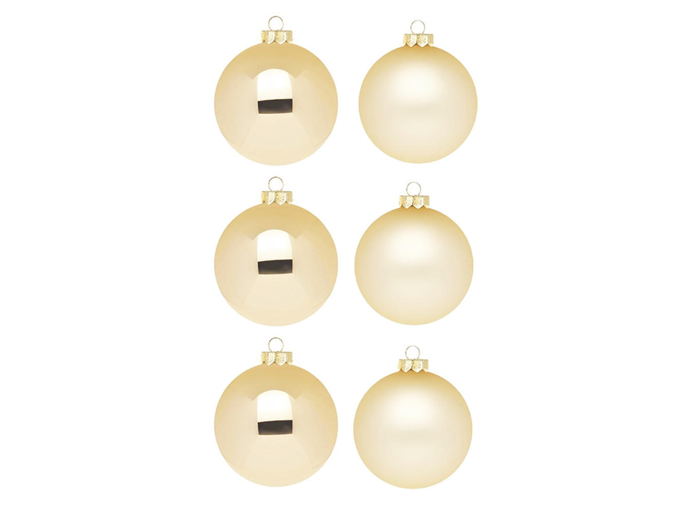 LAALU CHRISTBAUMKUGEL-SET 6 Stück: Dekorationen rund Creme Mix 10 cm - Creme, Glas (0.01/1/0.01cm) - LAALU