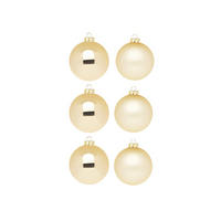 LAALU CHRISTBAUMKUGEL-SET 6 Stück: Dekorationen rund Creme Mix 10 cm - Creme, Glas (0.01/1/0.01cm) - LAALU