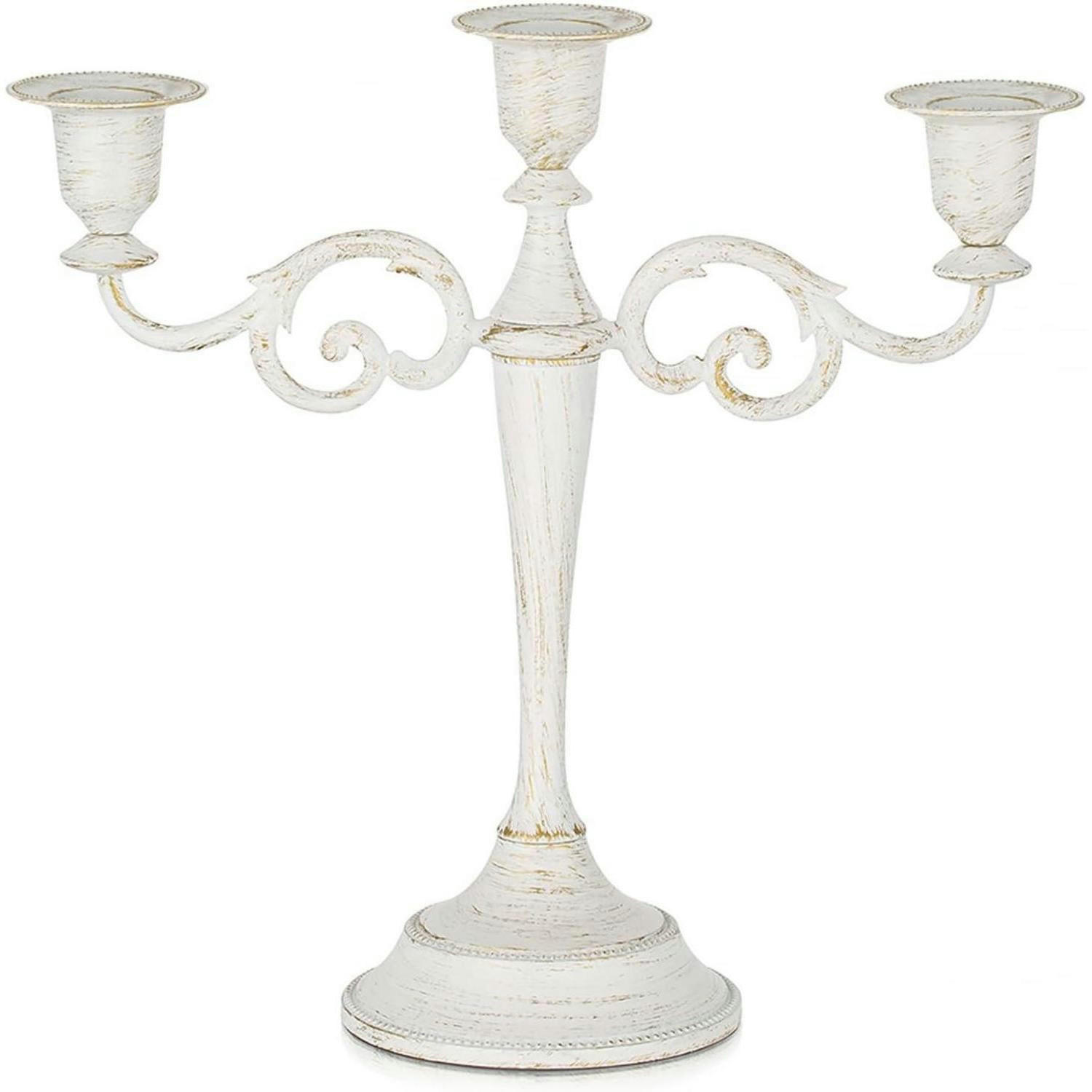 KERZENSTÄNDER 3-Armig Weiß Metall 27 cm - Weiß, Metall (11/11/27cm)