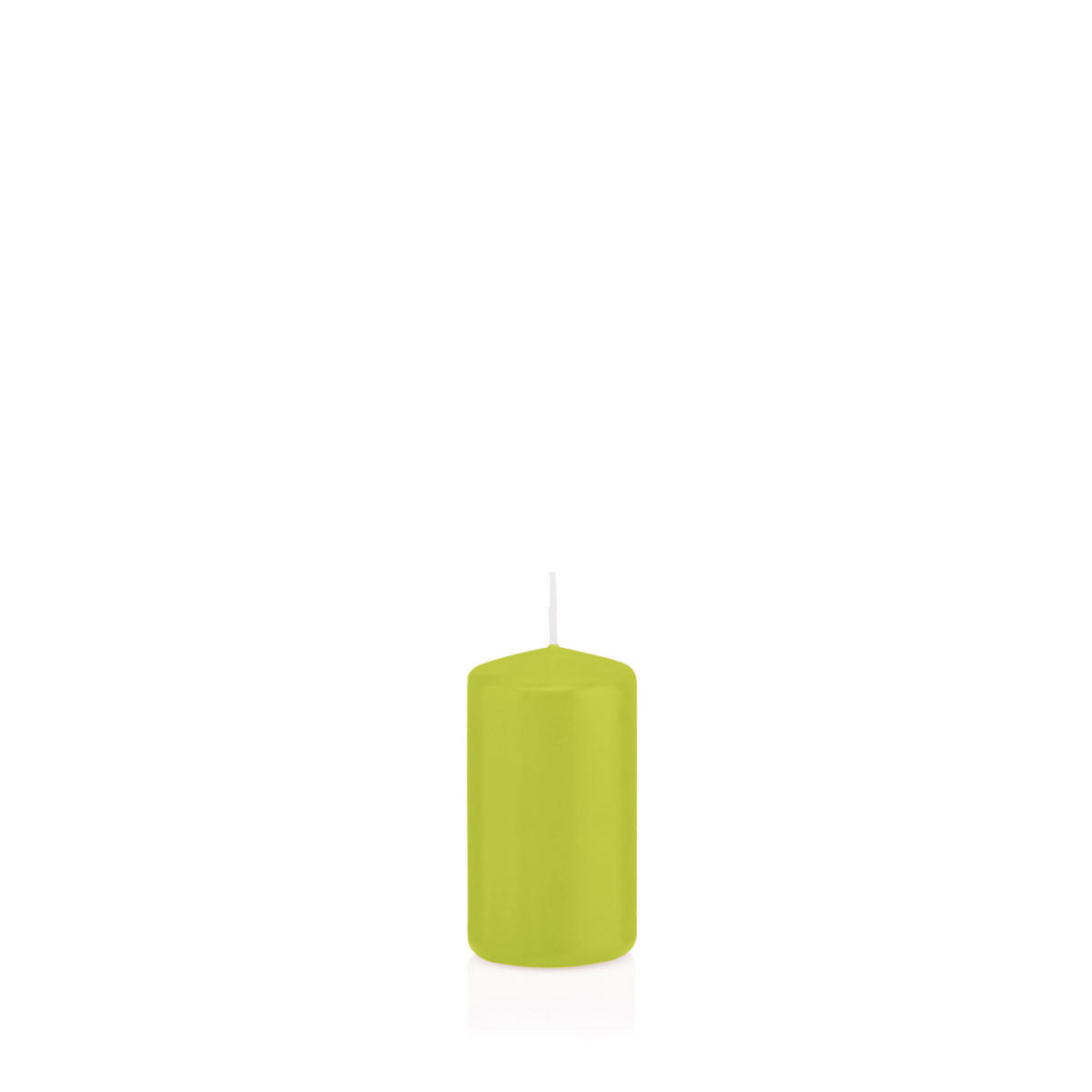 STUMPENKERZEN Apfelgrün Ø 38 x 60 mm, 24 Stück - Apfelbaumfarben, Paraffin (4/6cm) - Wiedemann Kerzen