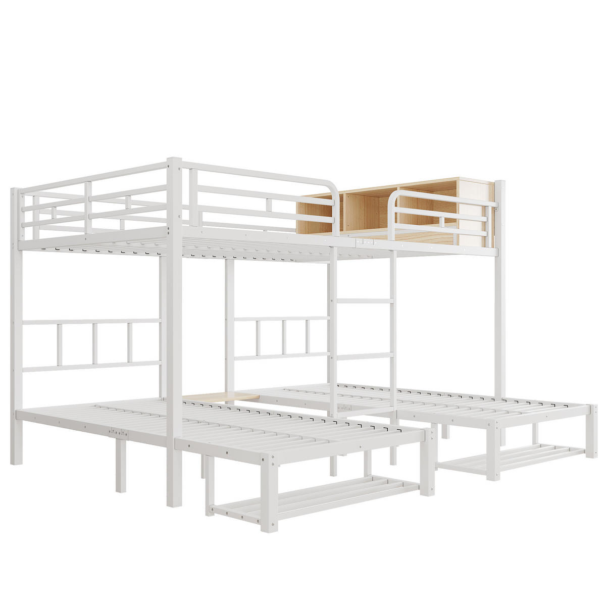 ETAGENBETT 140/200 und 2 x 90/200 cm, DE-41756, in Weiß - Weiß, Metall (140/200cm) - ComfortXL