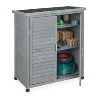 GARTENSCHRANK - Grau, Holz/Metall (86.5/97/47cm) - Relaxdays
