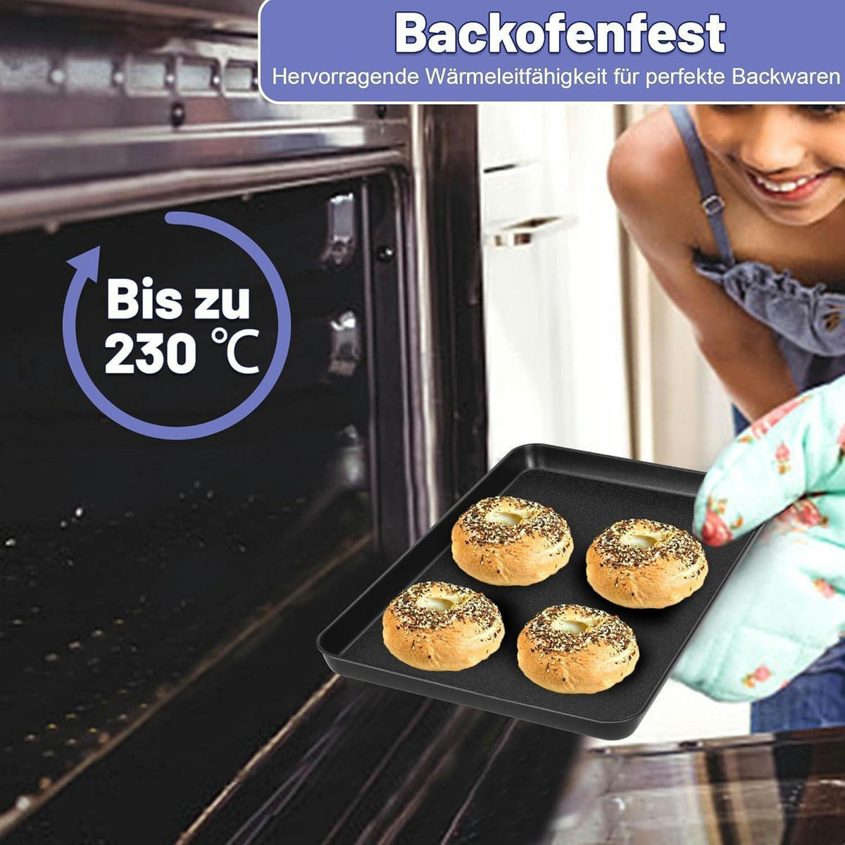 BACKBLECH 2er Set Antihaftbeschichtet 40.5 x 30.5 cm - Schwarz, Metall (17.7/2.5/23.7cm)