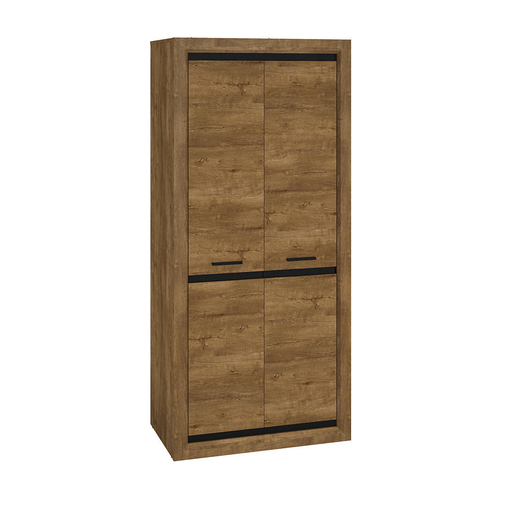 KLEIDERSCHRANK Baltica Lefkas Eiche / schwarz 90 / 54 / 200cm - Eichefarben/Braun, Holz/Holzwerkstoff (90/200/54cm) - Feldmann-Wohnen