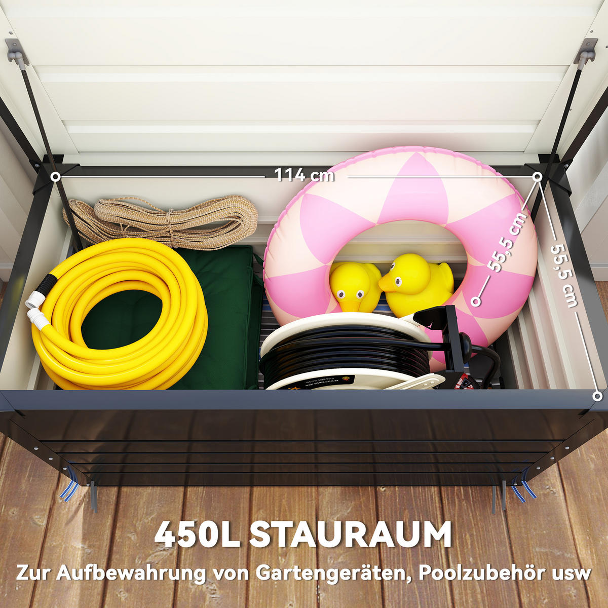 GARTENBOX Verzinkter Stahl Grau - Grau, Metall (61/62/120cm) - Outsunny