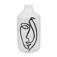 BLUMENVASE Steinzeug weiß Aenus - Weiß, Stein (22cm) - Beliani