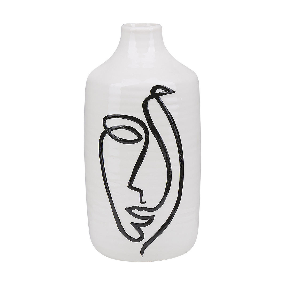BLUMENVASE Steinzeug weiß Aenus - Weiß, Stein (22cm) - Beliani