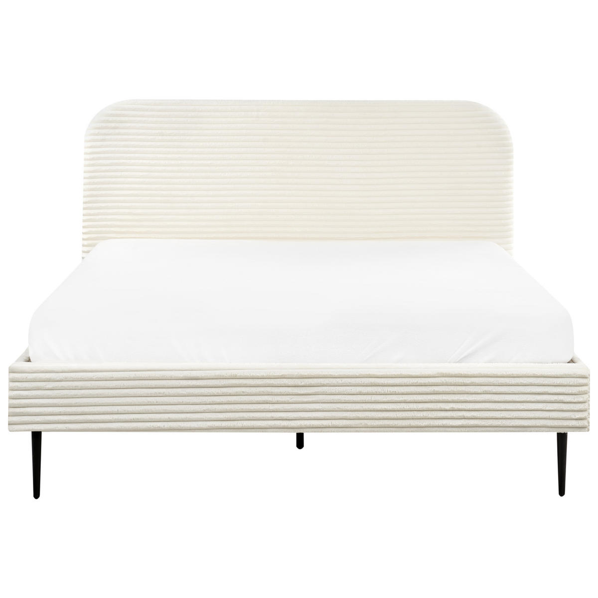 POLSTERBETT mit Lattenrost 160/200 cm Weiß Flayat - Creme, Textil (160/200cm) - Beliani