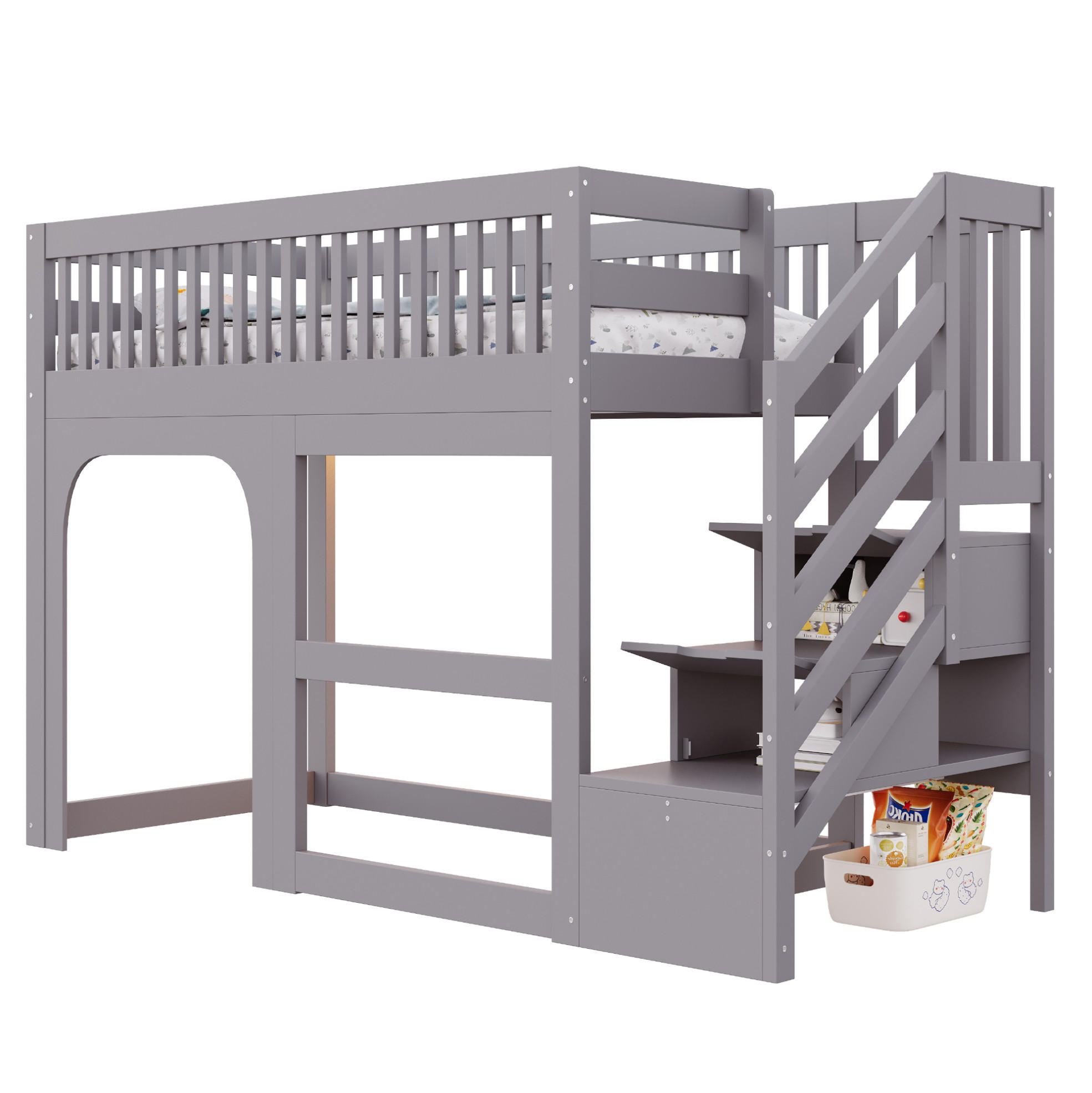 HOCHBETT 90/200 cm aus Holz mit Stauraum, Grau - Grau, Holz (90/200cm) - OKMYHOME