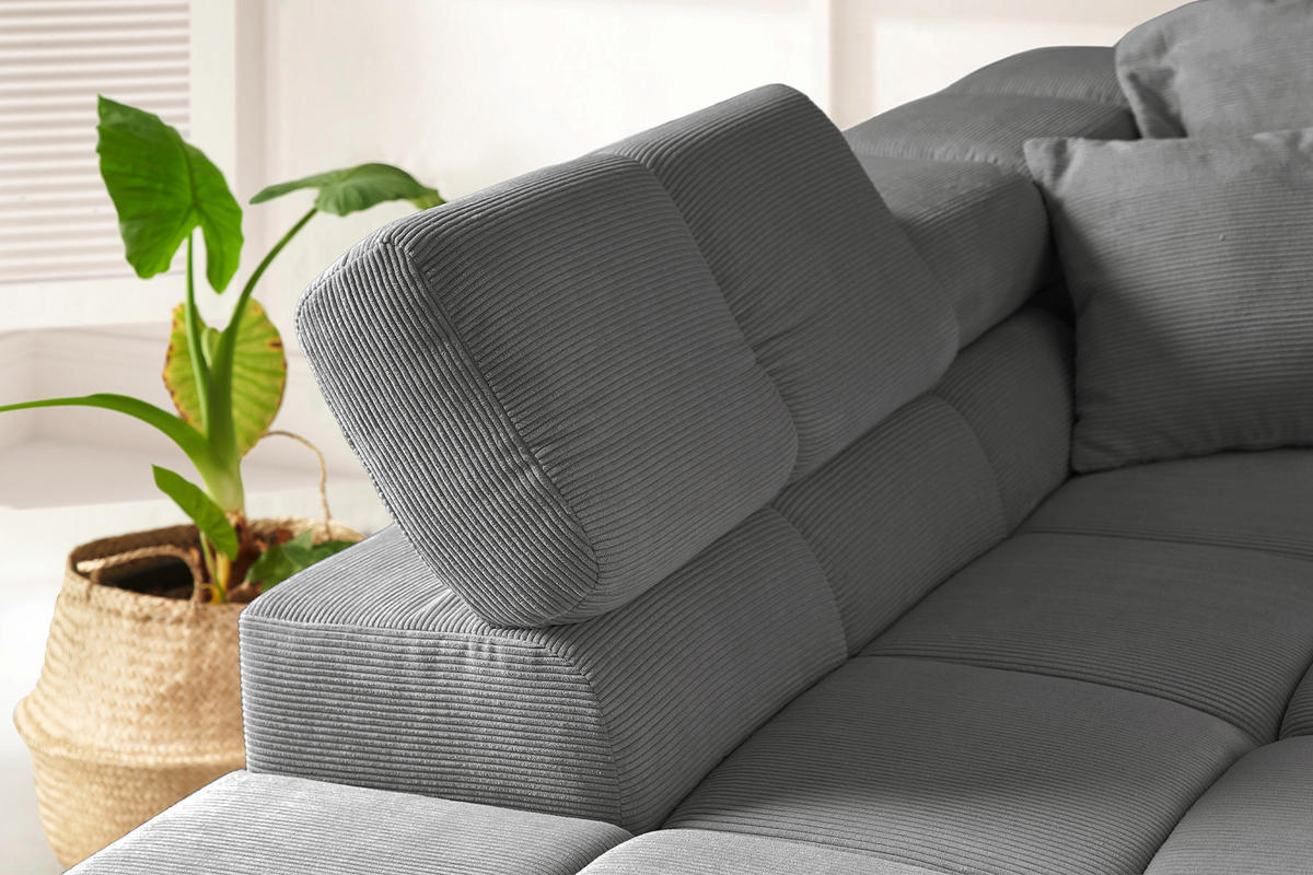 ECKSOFA NEVADA Anthrazit Cord - Anthrazit/Schwarz, Kunststoff/Textil (319/215cm) - KAWOLA