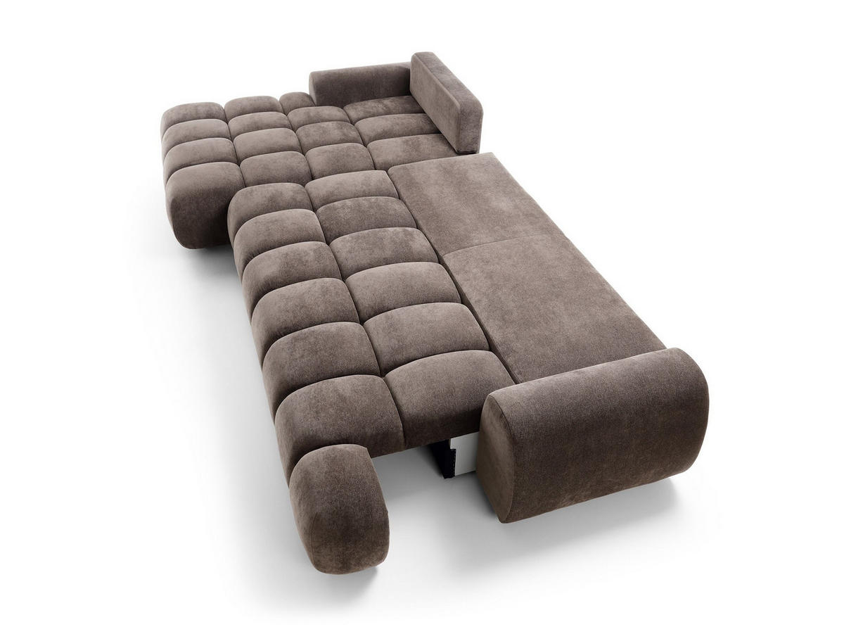 ECKSOFA GARDA Braun Chenille mit Schlaffunktion - Braun, Holz (340/177cm) - MASSENO