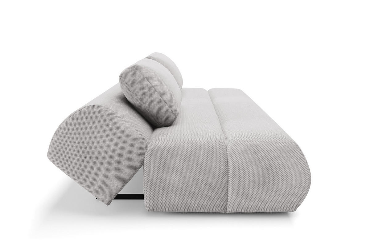 BETTSOFA ATOMO Hellgrau Velours-Stoff mit Schlaffunktion - Hellgrau, Holz (217/82/134cm) - MASSENO