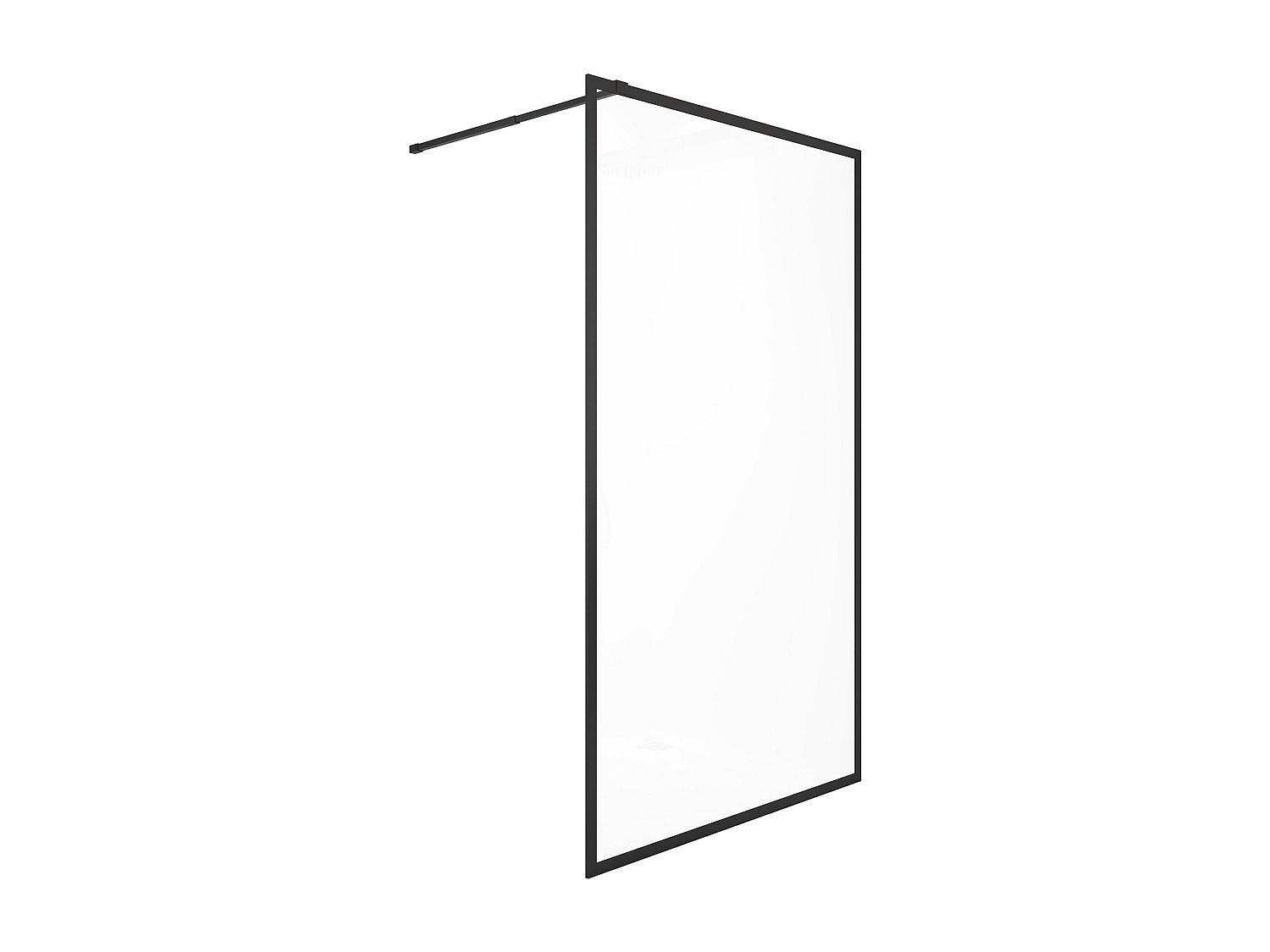 DUSCHTRENNWAND Seitenwand italienische Dusche - 100 x 200 cm - Sicherheitsglas - Schwarz matt - AMBERI - Schwarz, Metall (100/200cm) - Vente-Unique