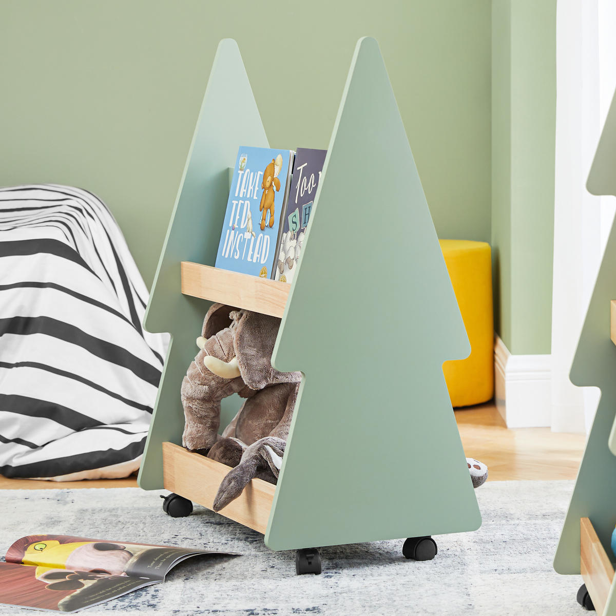 KINDERREGAL Grün-Natur - Naturfarben/Grün, Holz/Holzwerkstoff (60/82/36cm) - SoBuy