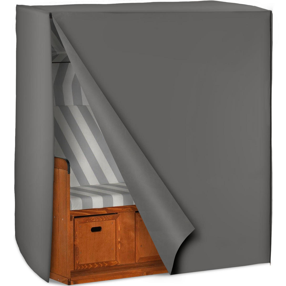 SCHUTZHÜLLE für Strandkorb, 120 x 80 x 145 cm,grau - Grau, Kunststoff (80/145/120cm) - tectake