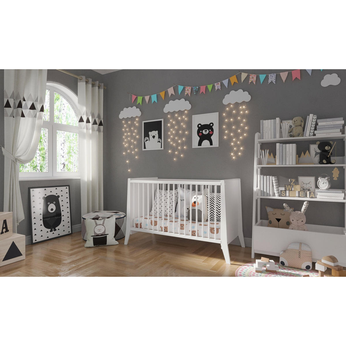 BABYBETT Zoe, Mitwachsendes, Weiß - Weiß, Holz (60/120cm) - Premiers Moments