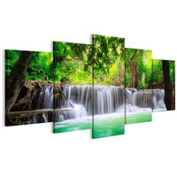 LEINWANDBILD Bergwasserfall 5-tlg. 150x75 cm - Multicolor, Holz (150/75cm) - LUMASOUL