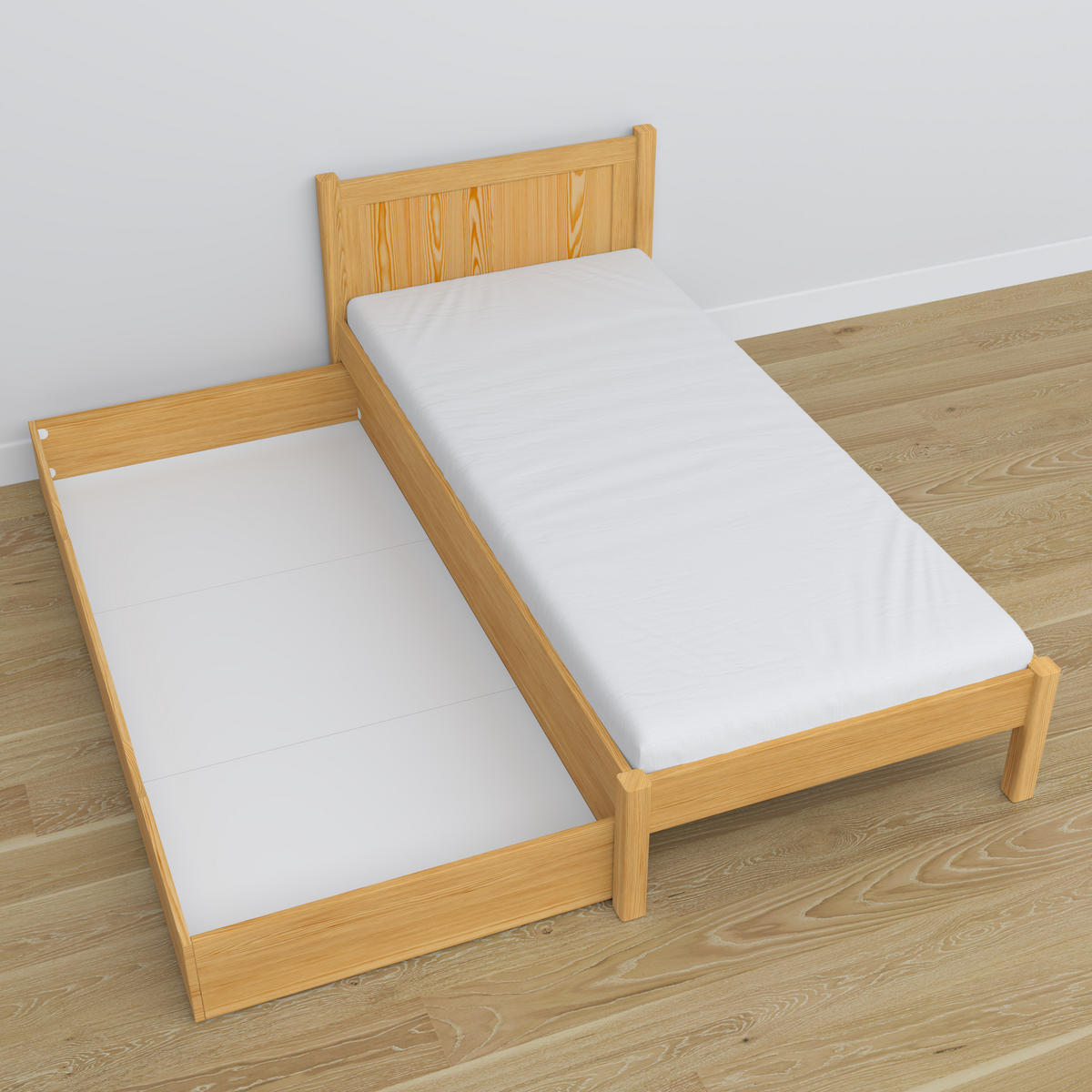 BETT mit Schublade N02 Naturkiefer 100/200 - Hellbraun, Naturmaterialien/Holz (100/200cm) - N-Wood