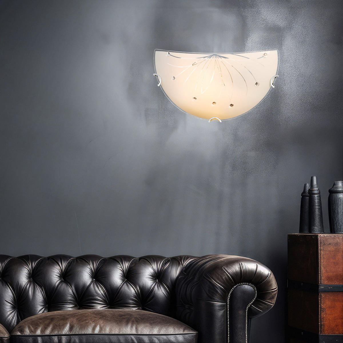 WANDLEUCHTE CALIMERO I Weiß satiniert - Weiß, Glas (30/16/6.5cm)