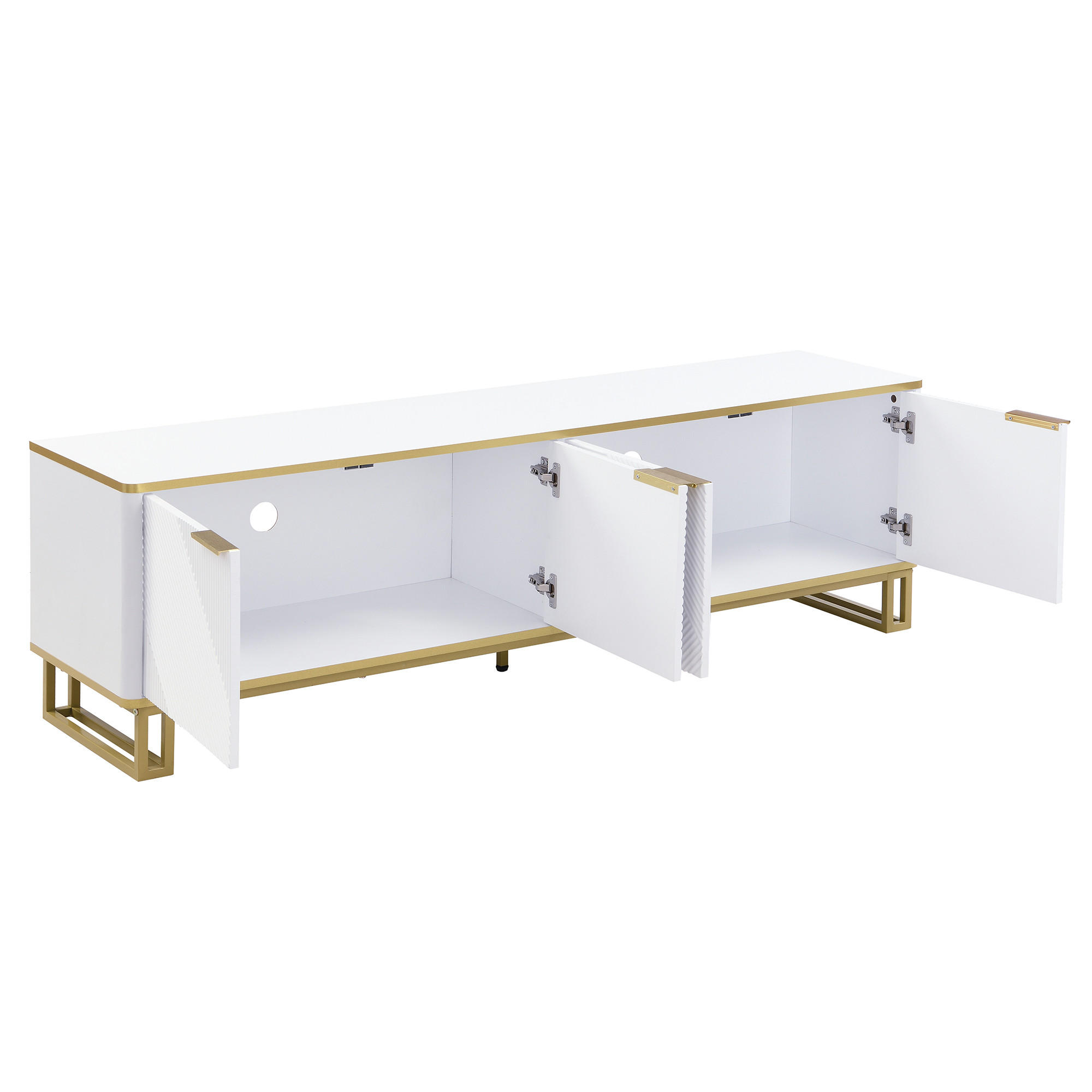 TV-ELEMENT 160/37.5/48 cm Weiß mit 4 Türen - Weiß, Holz (160/48/37.5cm) - Oxeza