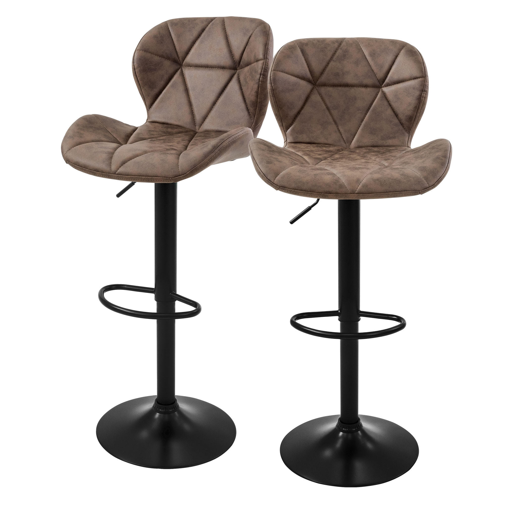 BARHOCKER Kunstleder braun 2er Set - Braun, Metall (41/110/47cm) - ML-DESIGN