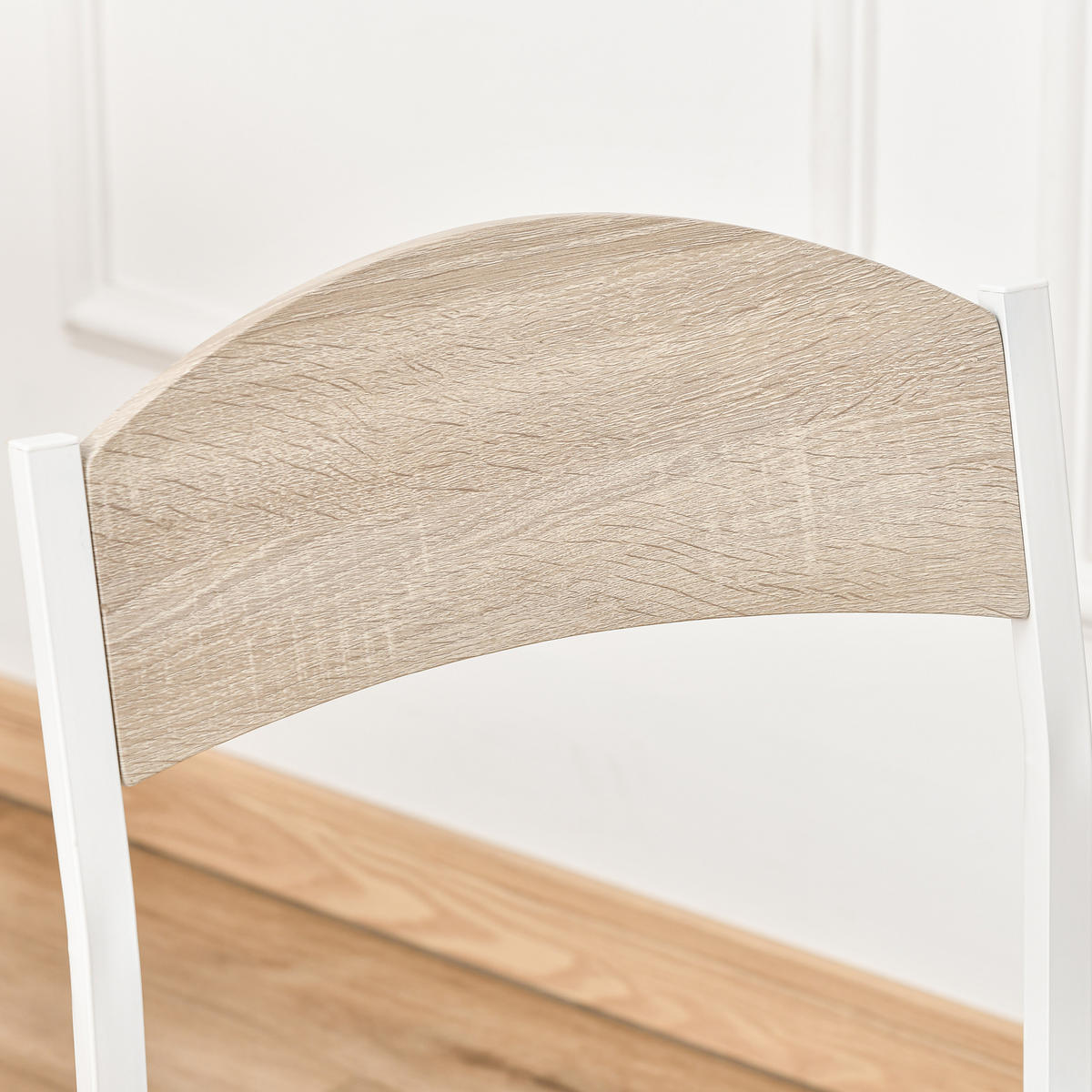 ESSGRUPPE 5-teilig Esstisch Set mit Holzmaserung MDF und Metall in Grau und Weiß, 1 Tisch und 4 Stühle für modernes Esszimmer - Hellgrau, Holzwerkstoff (100/76.5/63cm)