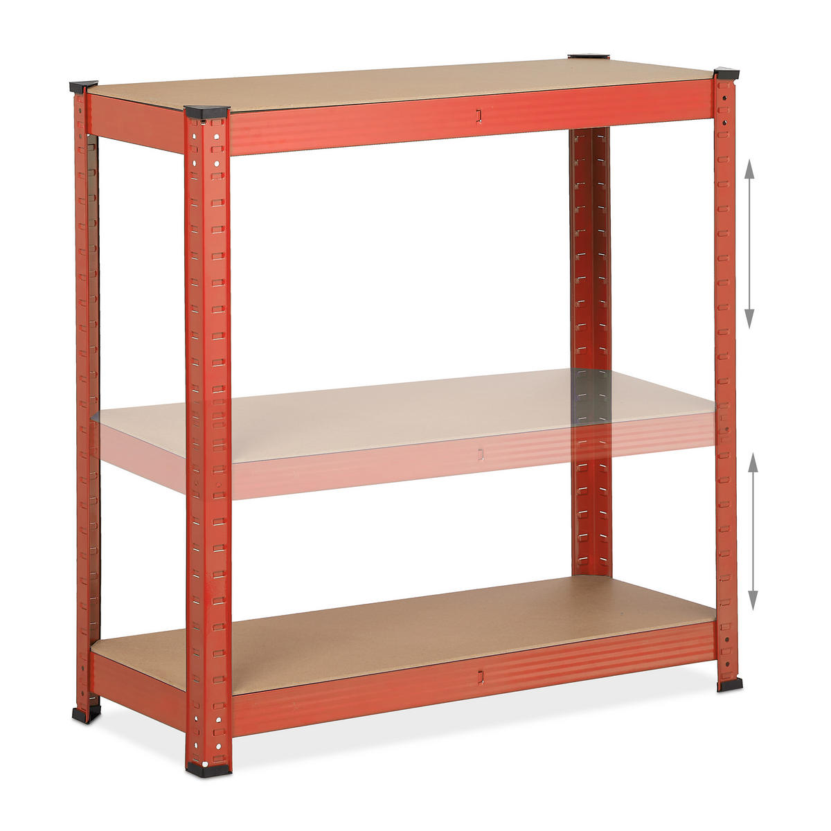 SCHWERLASTREGAL - Rot, Holzwerkstoff/Kunststoff (75/151/30cm) - Relaxdays