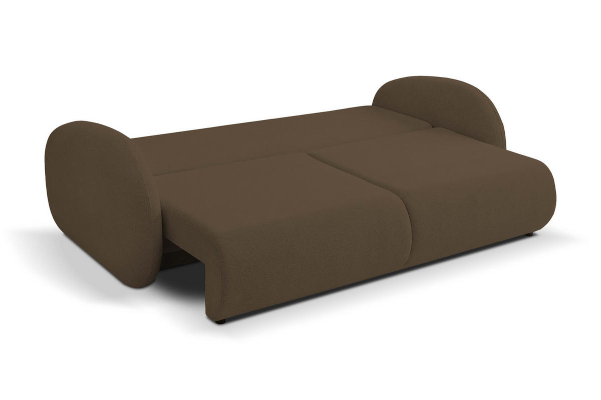 SOFA LOOP Schlaffunktion & Bettkasten PUR-Schaum Schwarze Kunststofffüße skandinavischer Stil lose Rückenkissen freistehend 234x112x86 cm Brown - Braun, Holz/Textil (234/86/112cm) - DomoHome