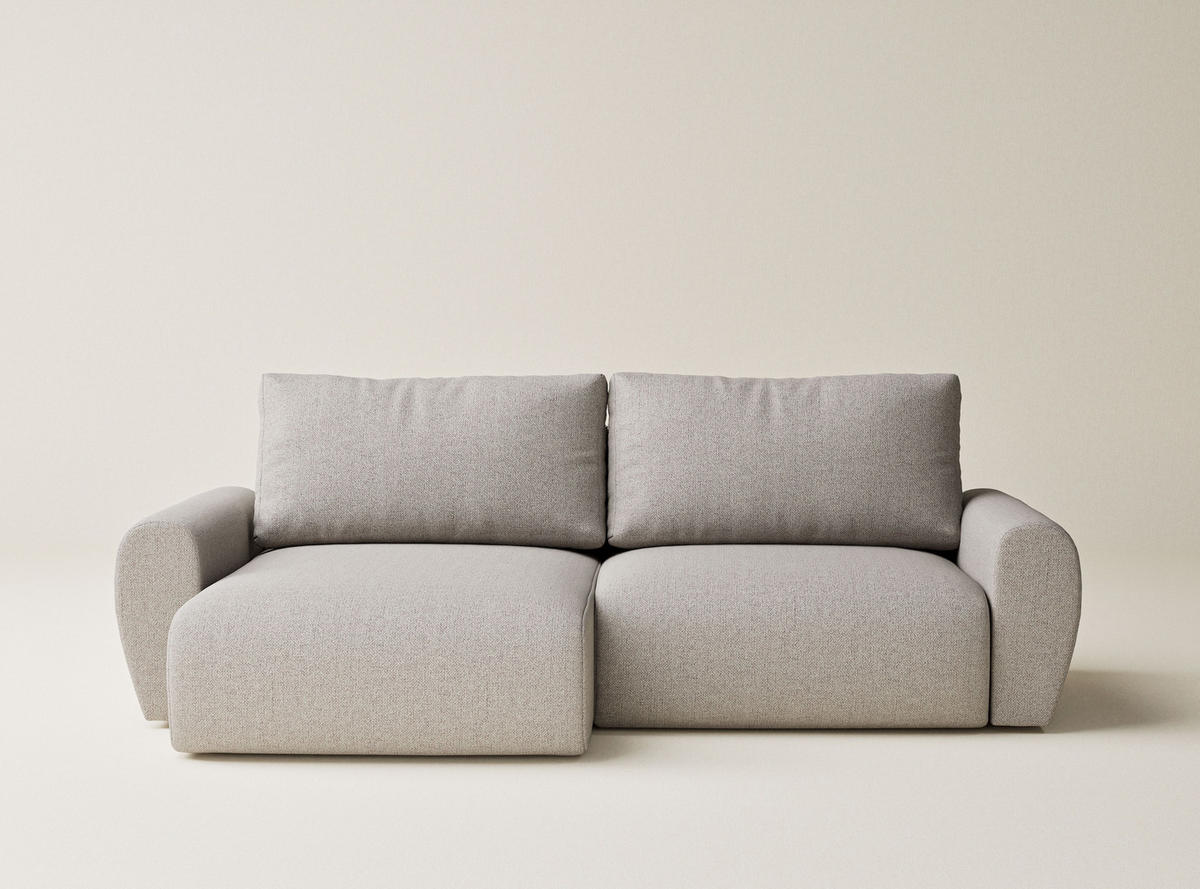 ECKSOFA MIT SCHLAFFUNKTION Numba Beige Webstoff - Beige/Schwarz, Holz/Holzwerkstoff (253/153cm) - Maison de Reve