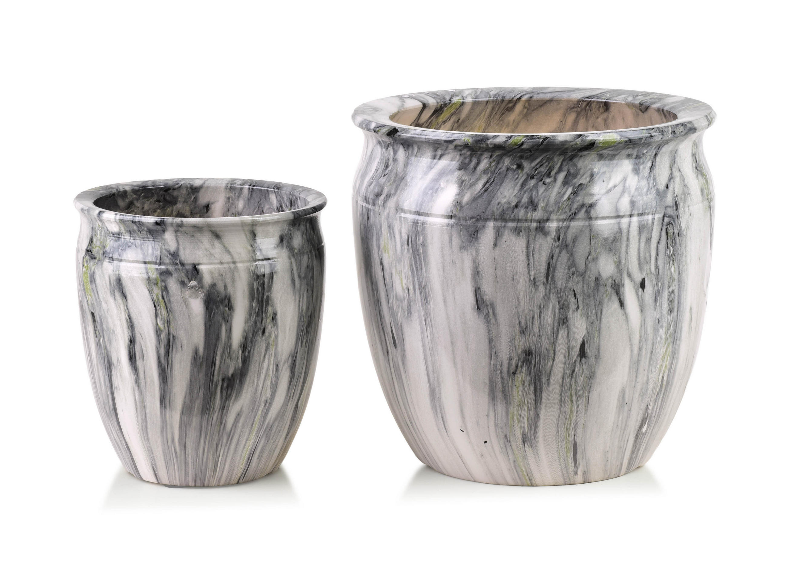 BLUMENTOPF Neva Marble 2er Set Hellgrau 30,5x30,5x30,5/20,5x20,5x23 cm Keramik - Hellgrau, Keramik (30.5/30.5cm) - Mondex