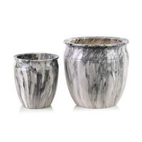 BLUMENTOPF Neva Marble 2er Set Hellgrau 30,5x30,5x30,5/20,5x20,5x23 cm Keramik - Hellgrau, Keramik (30.5/30.5cm) - Mondex